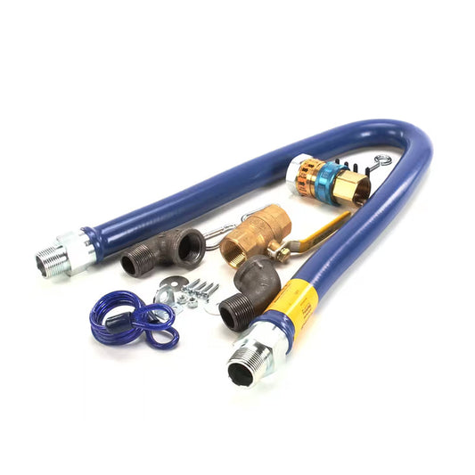 16100KIT48 Manguera de gas, azul, 1" x 48", SnapFast, valvula, dispositivo de retencion 2 codos Dormont